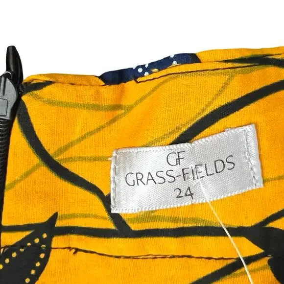 Grassfields GF Yellow Black Red Floral African Mini Ruffle Skirt Plus Size 24 - Picture 6 of 6